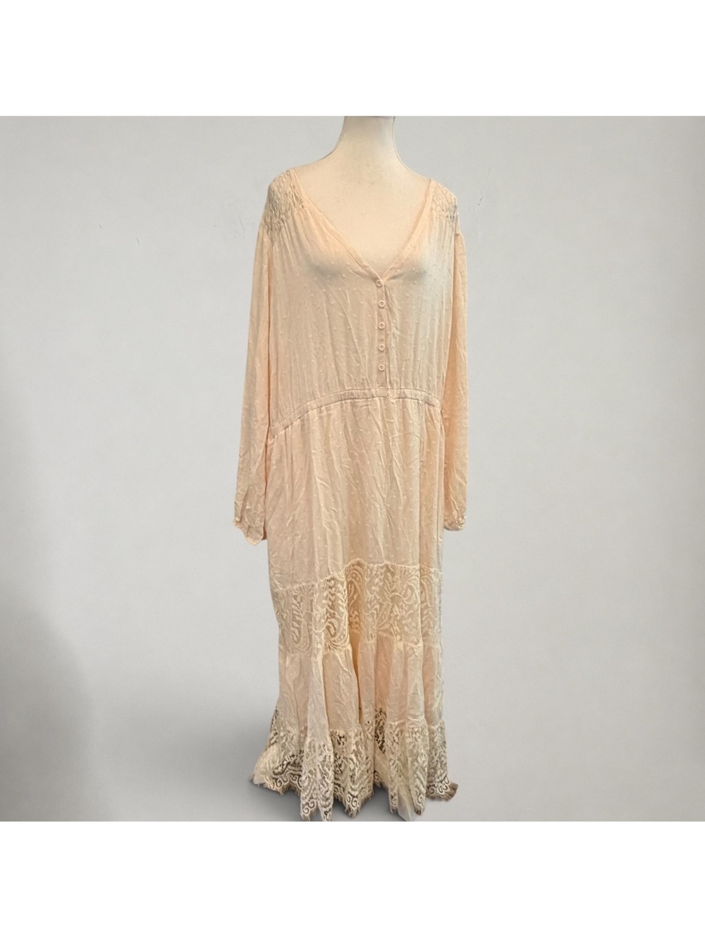 Torrid ivory peach Prairie boho romantic maxi dress